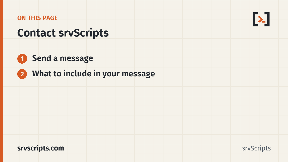 Contact sections: Send a message and What to include in your message