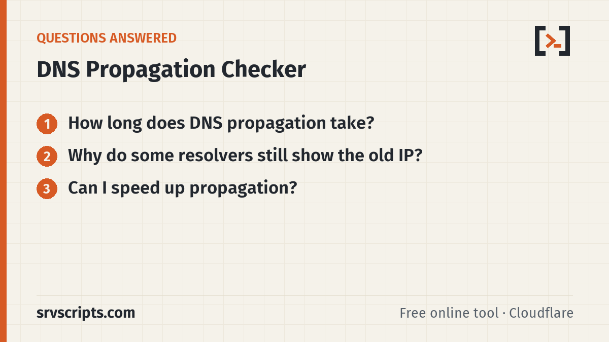 DNS Propagation Checker questions answered: How long does DNS propagation take? Why do some resolvers still show the old IP?
