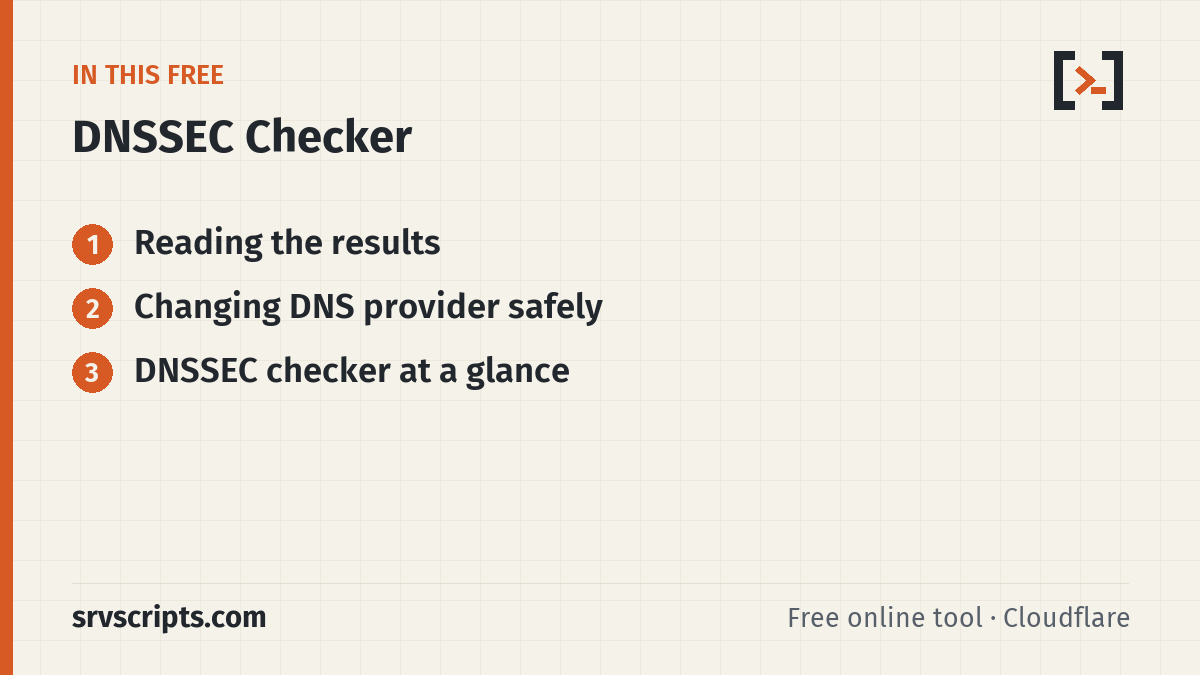 DNSSEC Checker sections: Reading the results and Changing DNS provider safely