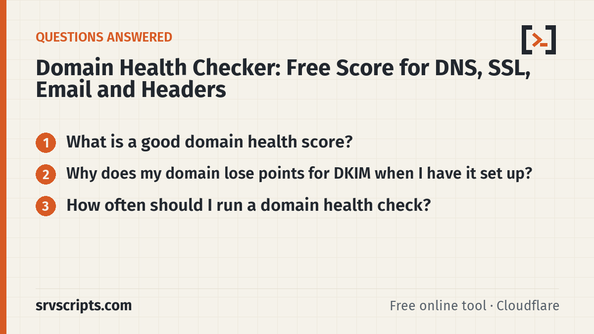 Domain Health Checker questions answered: What is a good domain health score? Why does my domain lose points for DKIM when I have it set up?