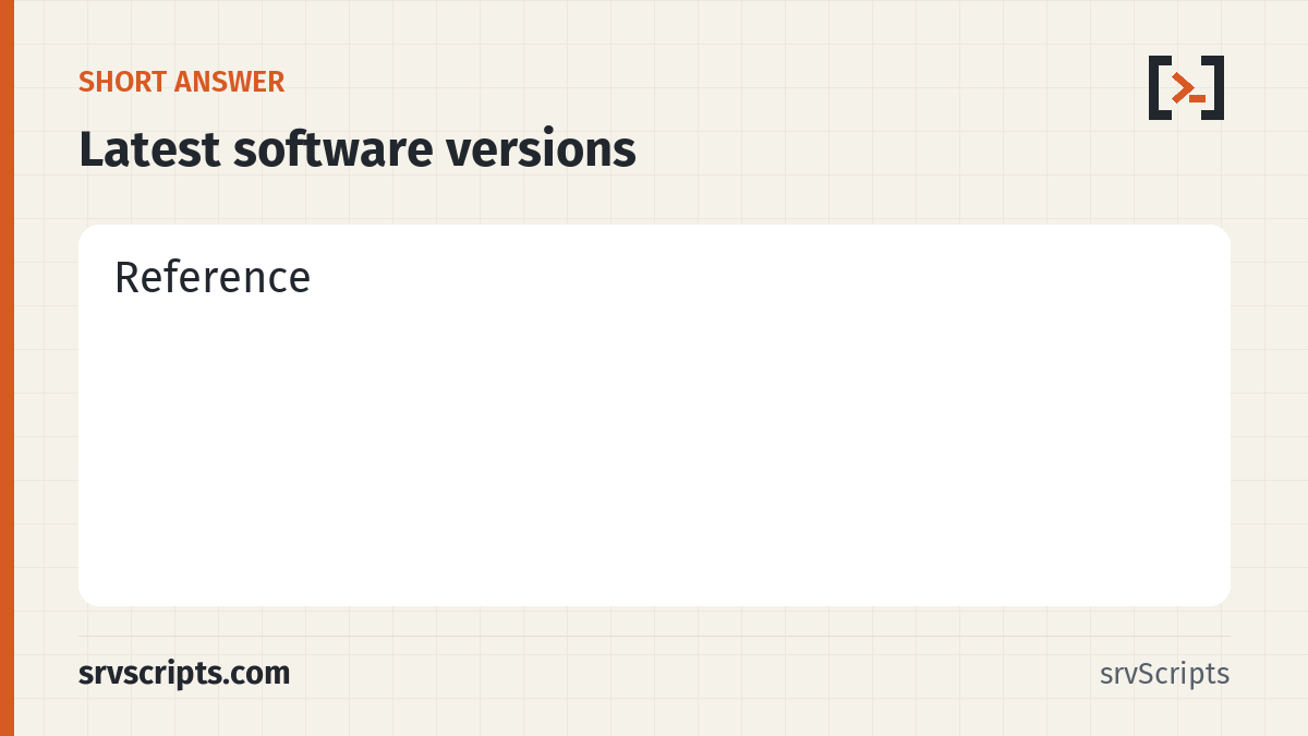 Latest software versions summary card: Current releases and support dates for cPanel, DirectAdmin, AlmaLinux, Rocky, Ubuntu, Debian, Windows, VMware ESXi…