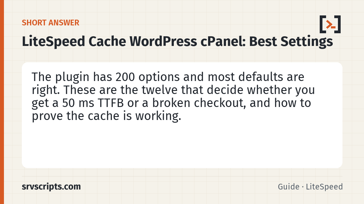 LiteSpeed Cache WordPress cPanel summary card: LiteSpeed Cache (LSCWP) only does page caching when the web server is LiteSpeed Enterprise or OpenLiteSpeed.