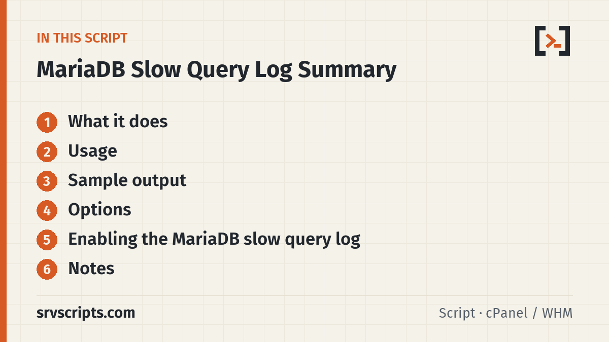 MariaDB Slow Query Log Summary summary card: The MariaDB slow query log is the most useful file on a busy database server and the least read.