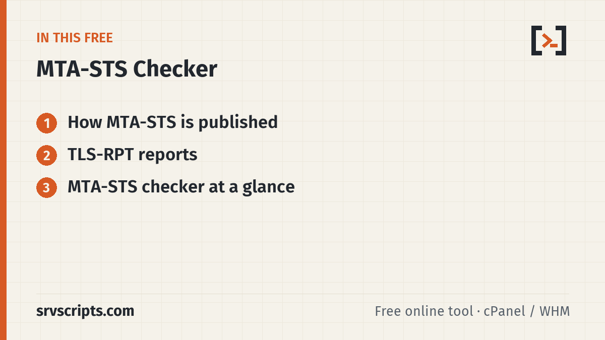 MTA-STS Checker sections: How MTA-STS is published and TLS-RPT reports