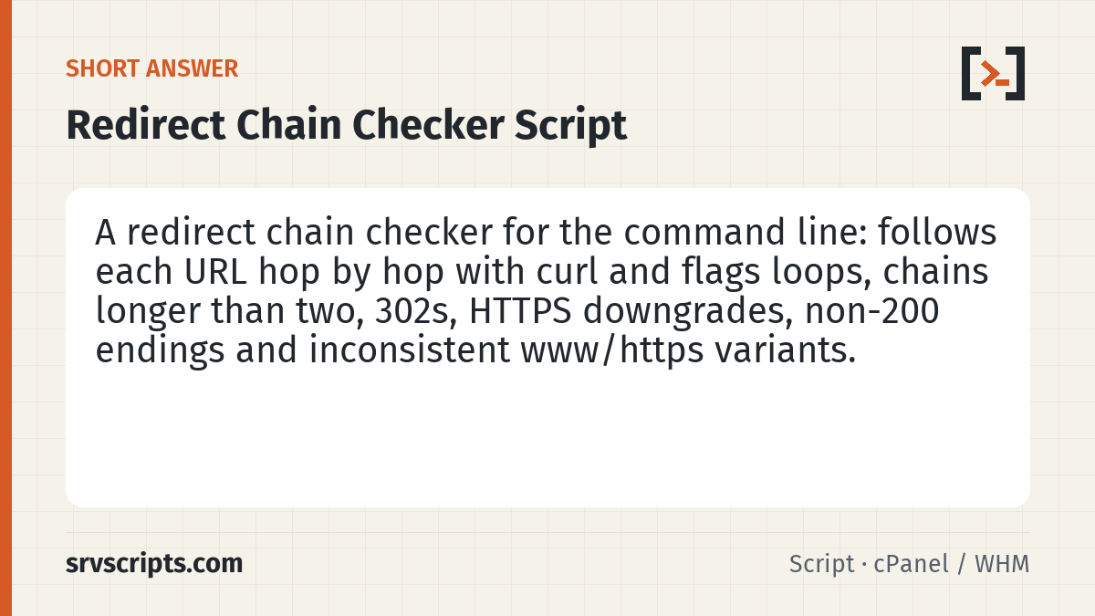 Redirect Chain Checker summary card: After a migration, an HTTPS switch or a permalink change, redirects pile up.