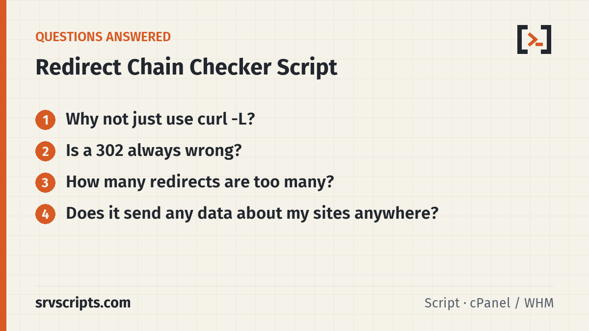 Redirect Chain Checker questions answered: Why not just use curl -L? Is a 302 always wrong?