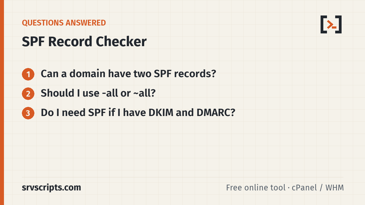 SPF Record Checker questions answered: Can a domain have two SPF records? Should I use -all or ~all?