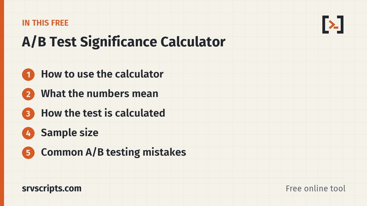 A/B Test Calculator – what this tool covers