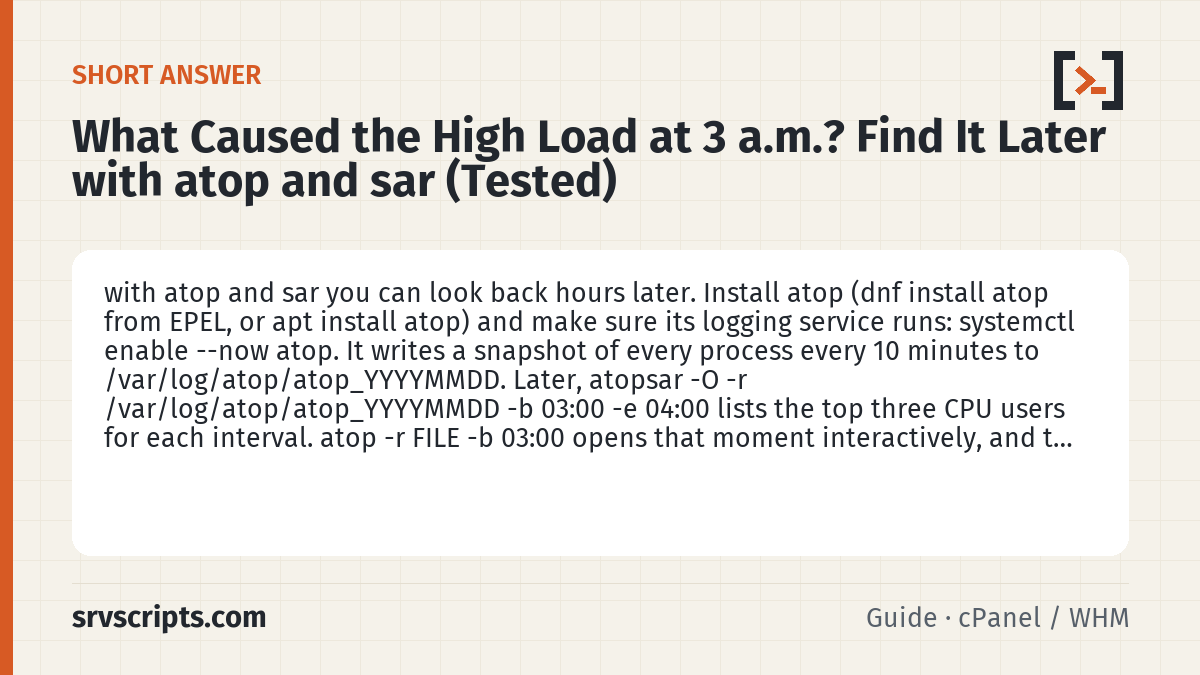 atop and sar: Find What Caused High Load Hours Ago (Tested) – summary card