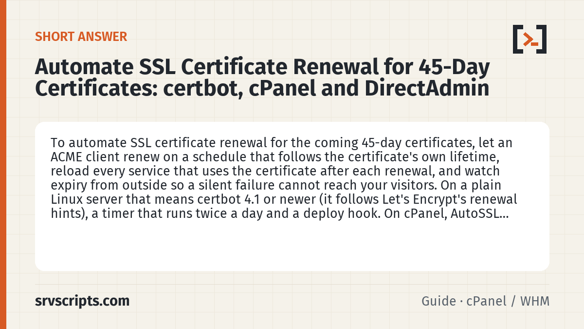 Automate SSL certificate renewal – short answer
