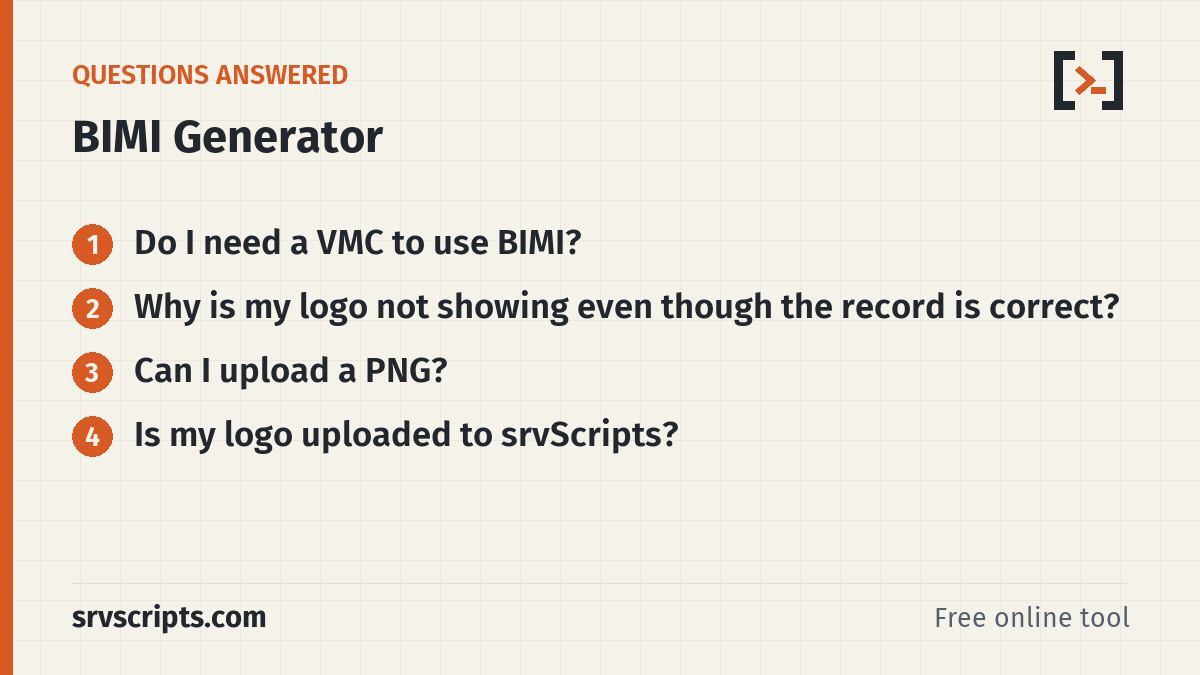 BIMI Generator questions answered: Do I need a VMC to use BIMI? Why is my logo not showing even though the record is correct?