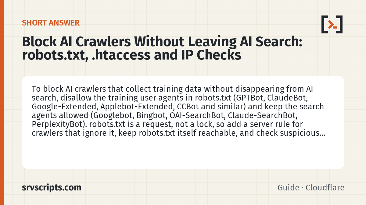 Block AI crawlers – short answer