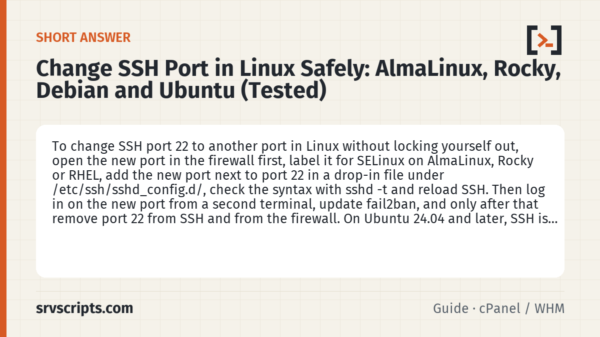 Change SSH port – short answer