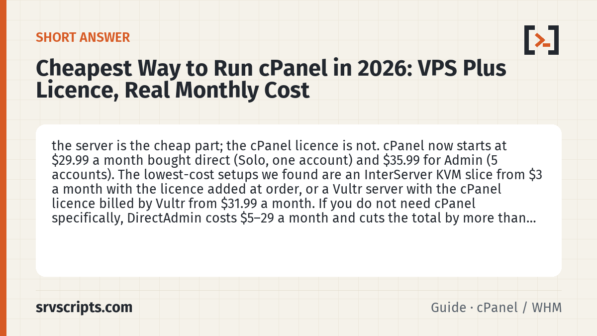 Cheap cPanel VPS – short answer