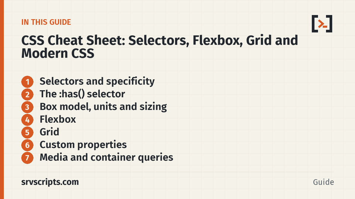 CSS Cheat Sheet – what this guide covers