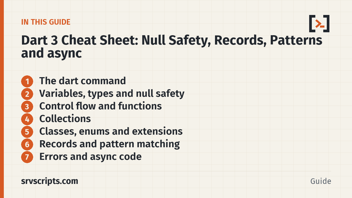 Dart Cheat Sheet – what this guide covers