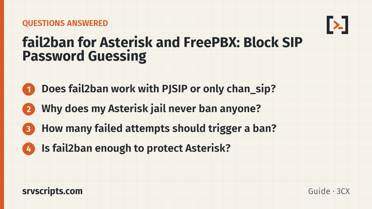 fail2ban for Asterisk questions answered: Does fail2ban work with PJSIP or only chan_sip? Why does my Asterisk jail never ban anyone?