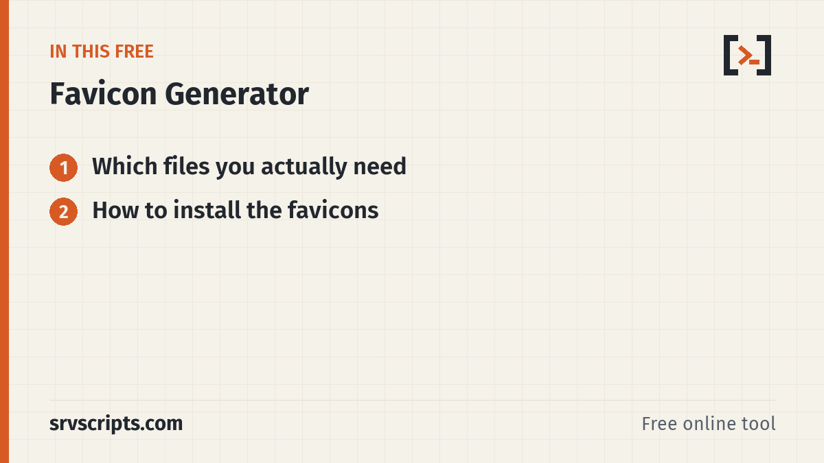 Favicon Generator sections: Which files you actually need and How to install the favicons