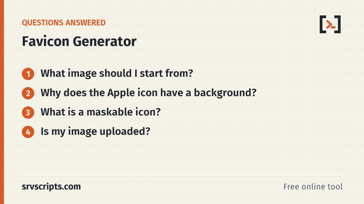 Favicon Generator questions answered: What image should I start from? Why does the Apple icon have a background?