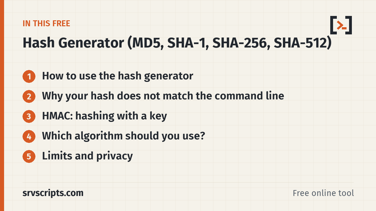 Hash Generator – what this tool covers