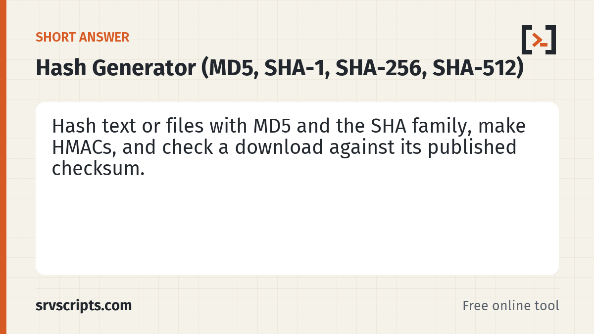 Hash Generator – short answer
