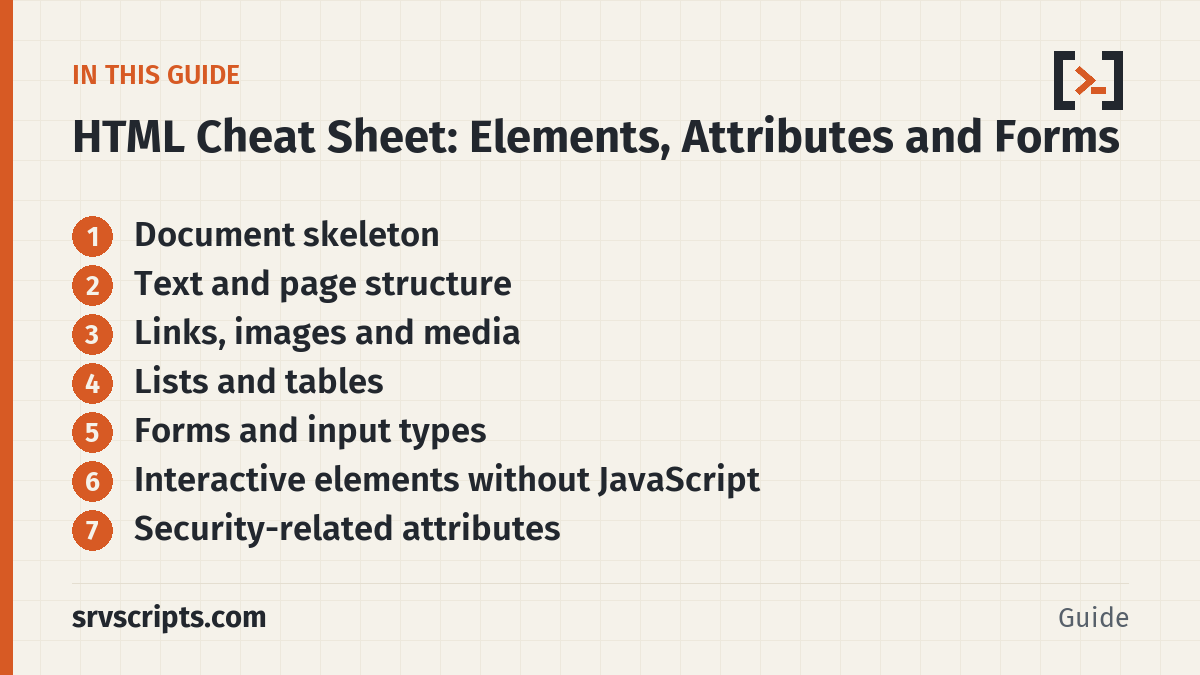 HTML Cheat Sheet – what this guide covers