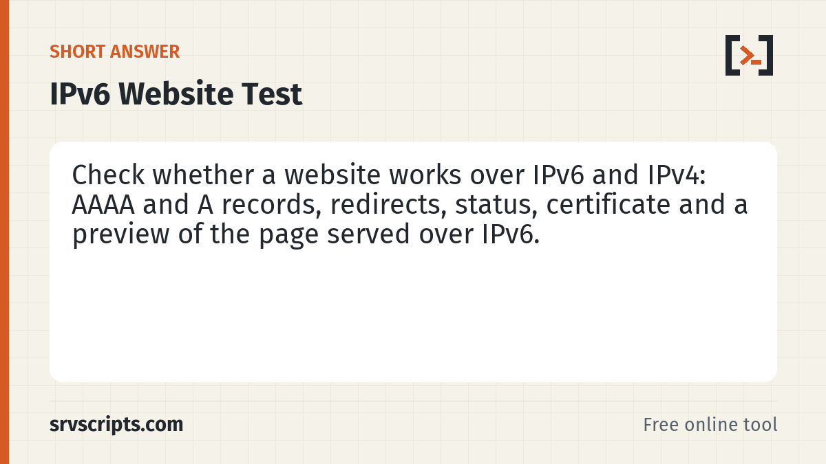 IPv6 Website Test – short answer