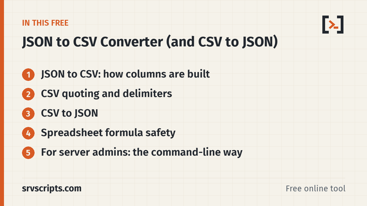 JSON to CSV – what this tool covers
