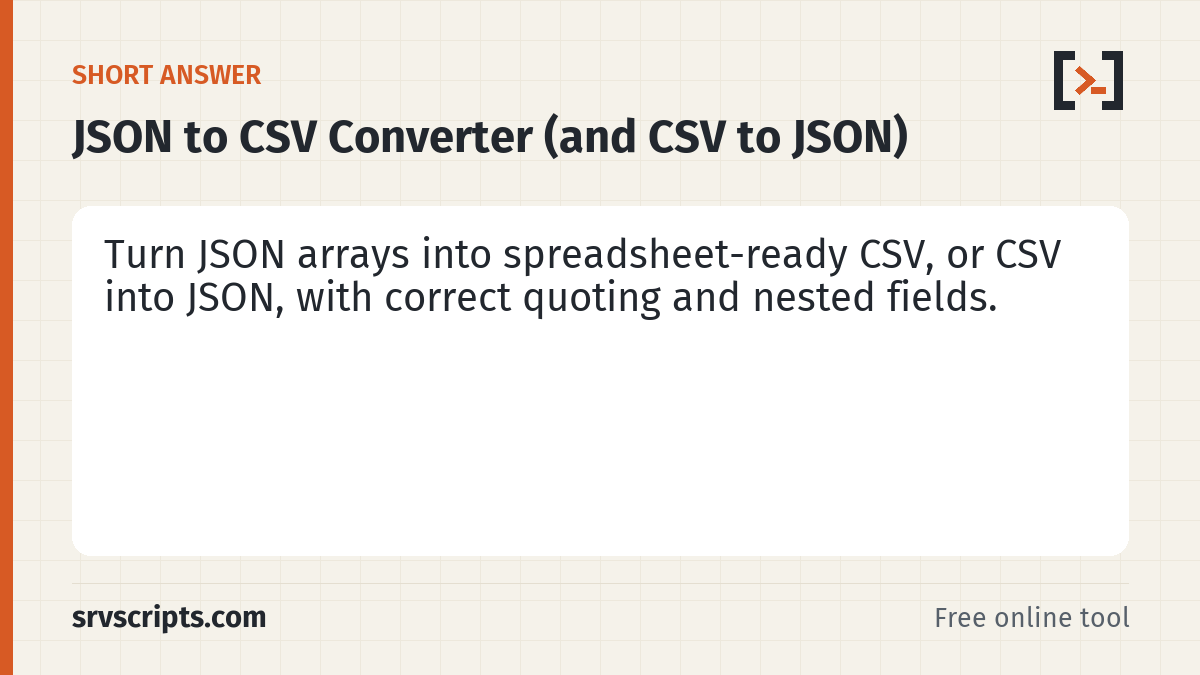 JSON to CSV – short answer