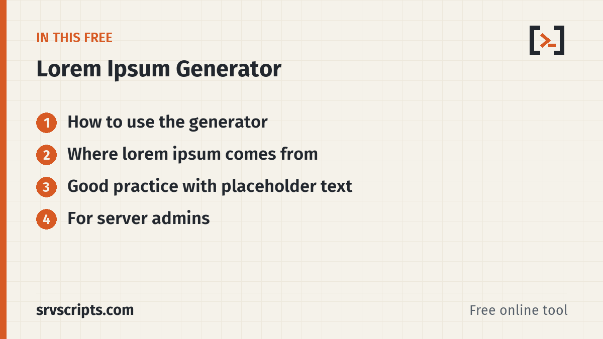 Lorem Ipsum Generator – what this tool covers
