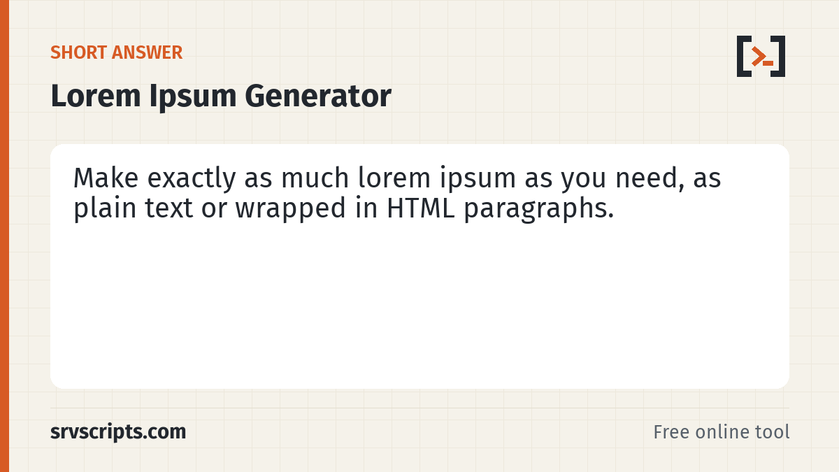 Lorem Ipsum Generator – short answer