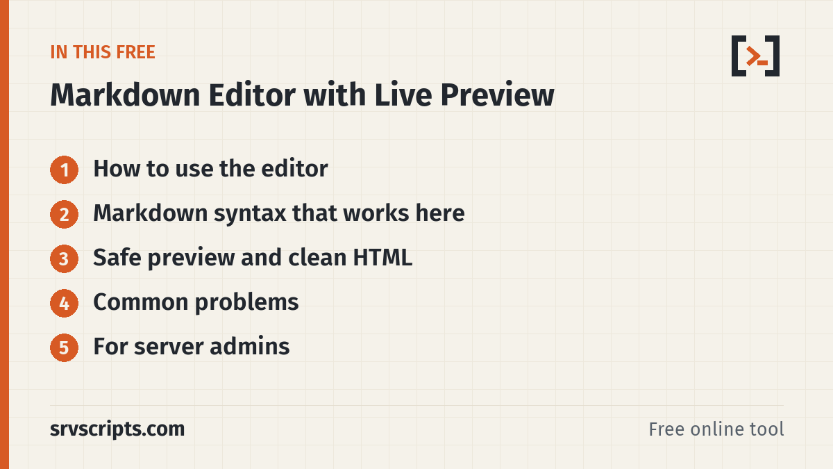 Markdown Editor – what this tool covers