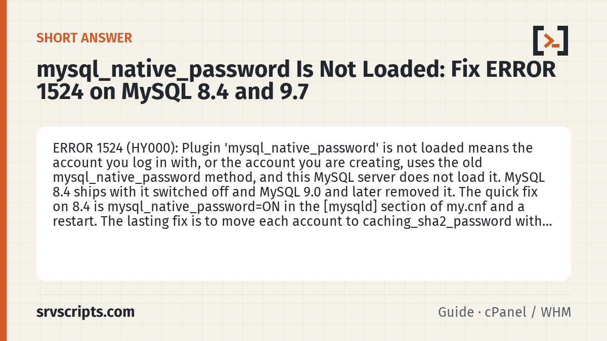 mysql_native_password is not loaded – short answer
