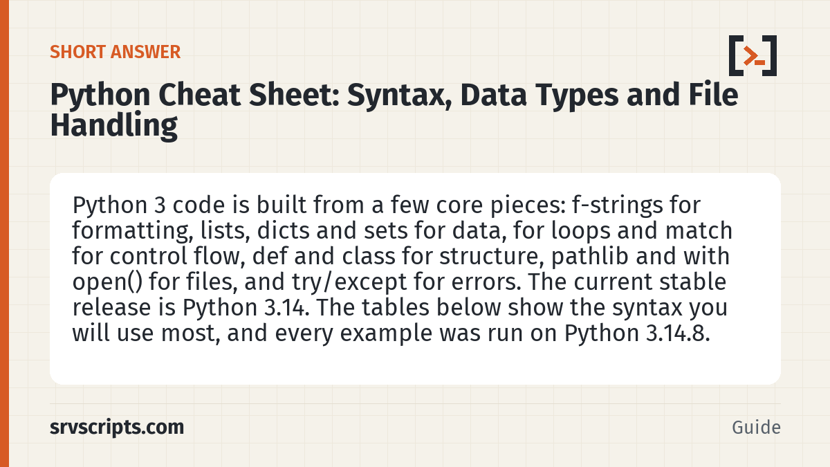 Python Cheat Sheet – short answer