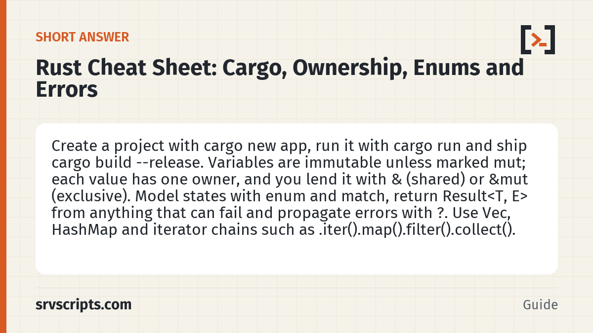 Rust Cheat Sheet – short answer