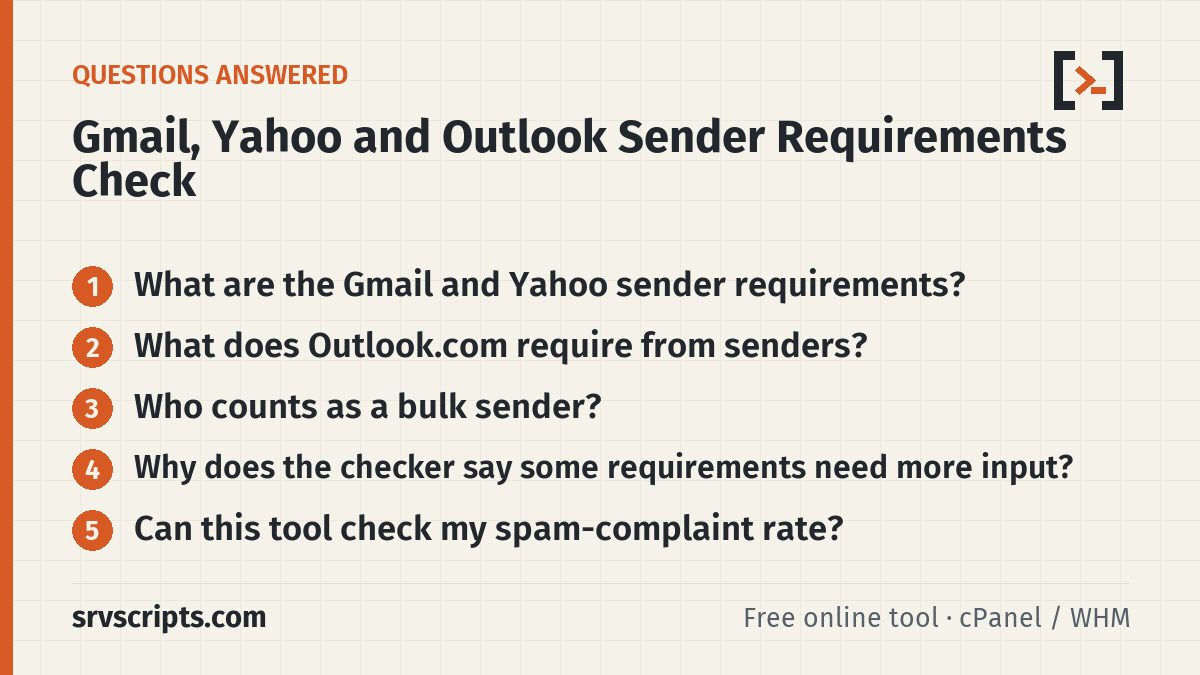 Sender requirements questions answered: Gmail and Yahoo rules, Outlook.com rules, bulk sender definition, more input, spam rate