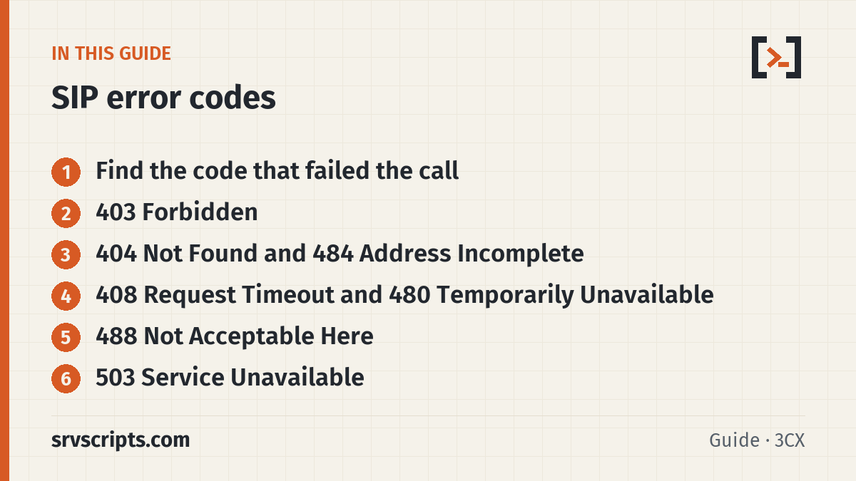 SIP Error Codes on Asterisk and FreePBX sections: Find the code that failed the call, 403 Forbidden, 404 Not Found and 484 Address Incomplete and 408 Request Timeout and…