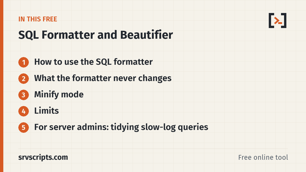 SQL Formatter – what this tool covers