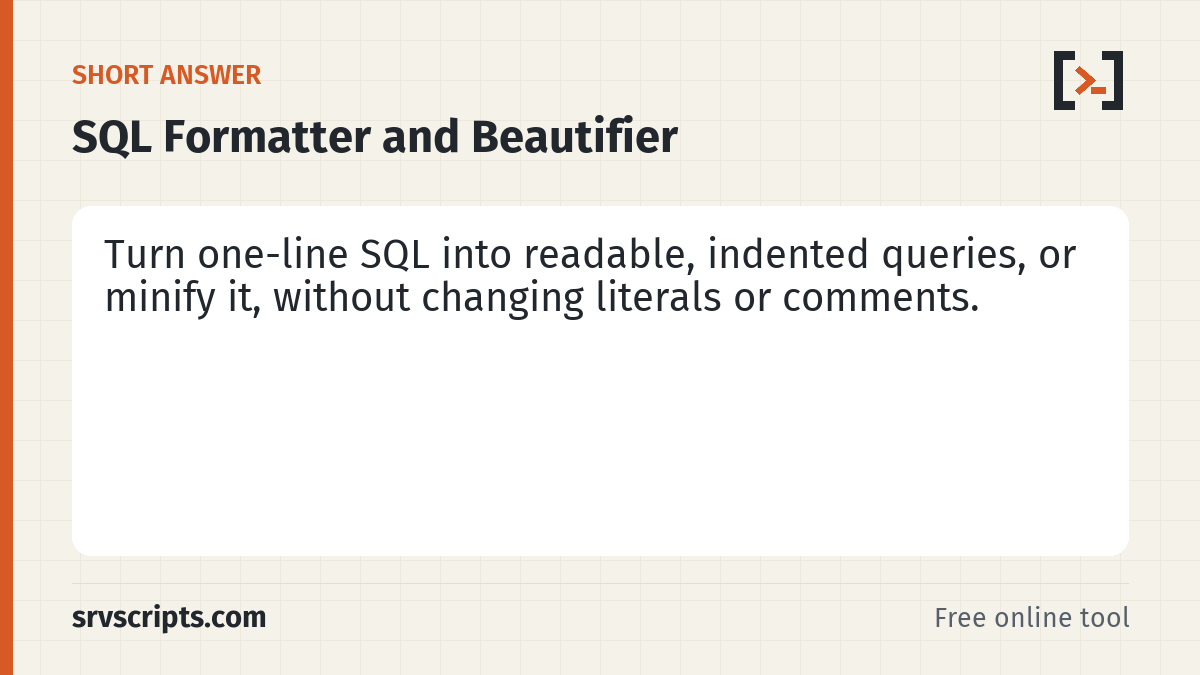 SQL Formatter – short answer