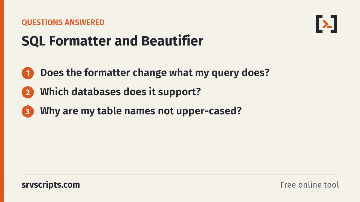 SQL Formatter – questions answered