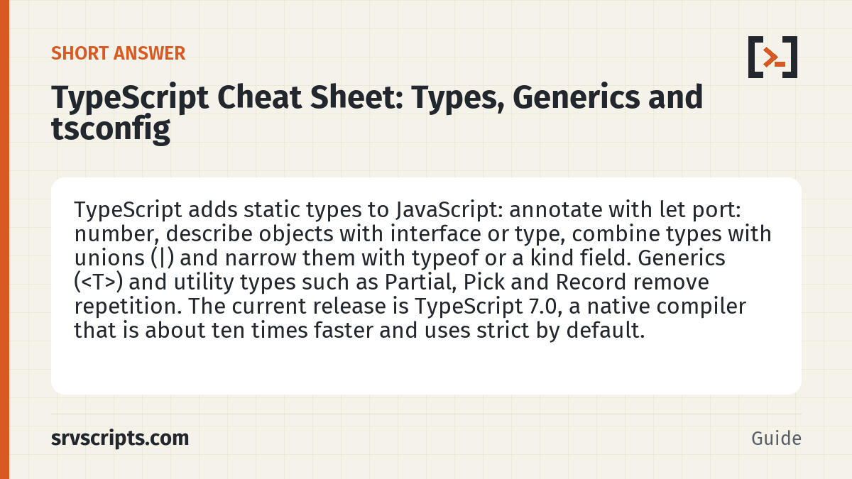 TypeScript Cheat Sheet – short answer