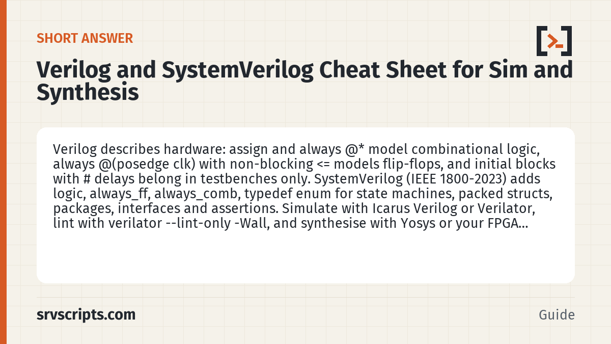 Verilog Cheat Sheet – short answer