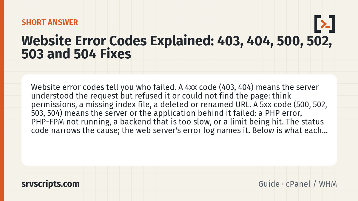 Website error codes – short answer